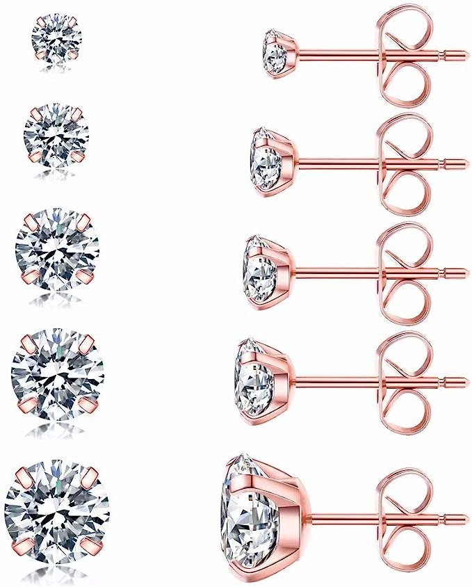 Fae® 316L Stainless Steel Stud Earrings (set of 5 Pairs)