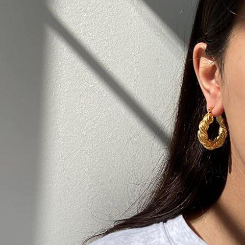 Chunky Twist Rope Hoop Earrings