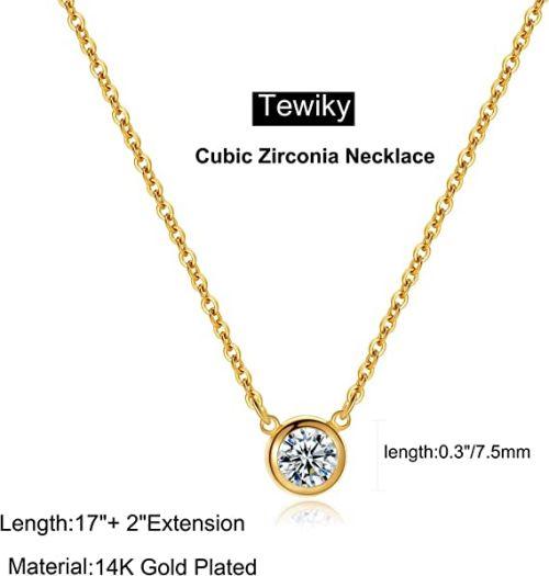 Dainty CZ Diamond Bezel Pendant Necklace