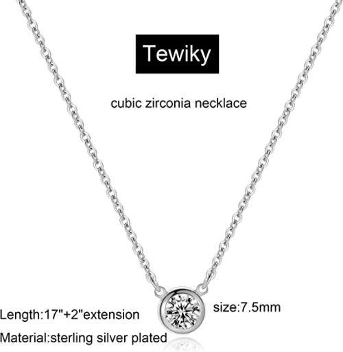 Dainty CZ Diamond Bezel Pendant Necklace