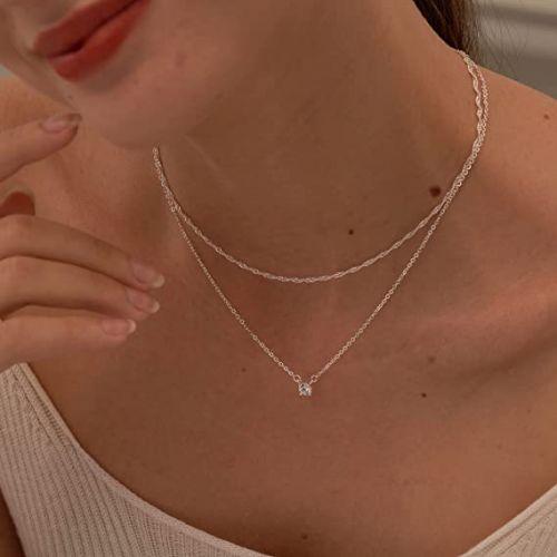 Dainty Layered CZ Diamond Necklace