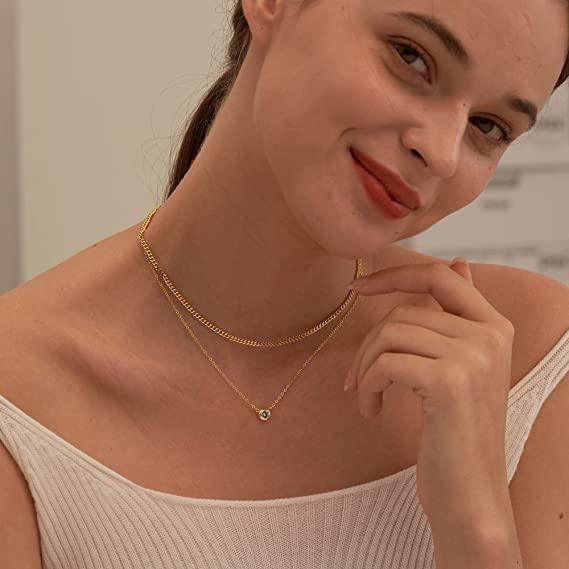 Layered CZ with Cuban Chain Necklace