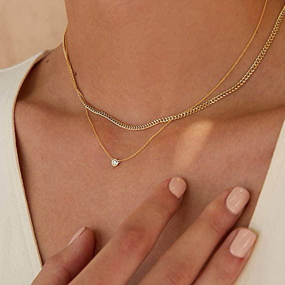 Layered CZ with Cuban Chain Necklace