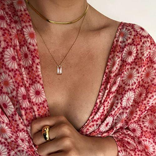 Layered Emerald CZ Pendant Necklace