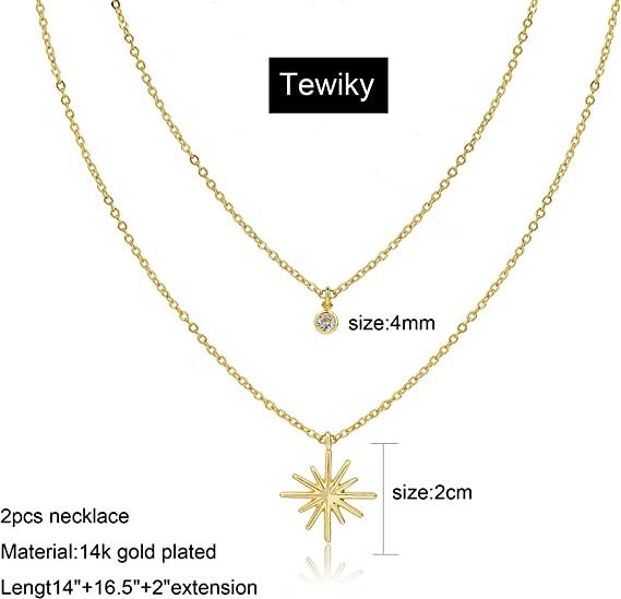 Layered Star with CZ Pendant Necklace