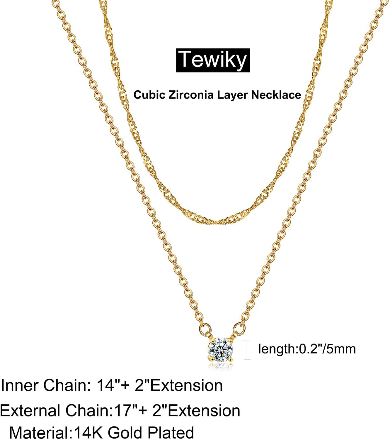 Simple Layered CZ Diamond Gold Necklace