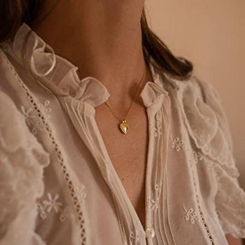 Beads Puffed Heart Pendant Necklace