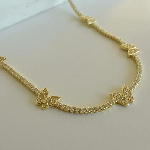 CZ Diamond Butterfly Choker Necklace