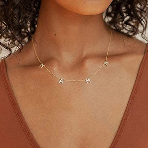 CZ MAMA Letter Necklace