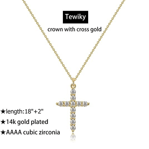 Dainty Cubic Zirconia Cross Necklace
