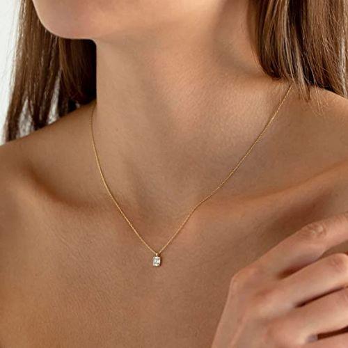 Emerald Cut CZ Pendant Necklace