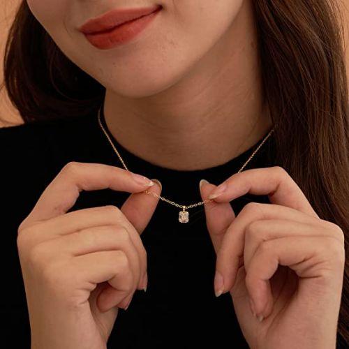 Emerald Cut CZ Pendant Necklace