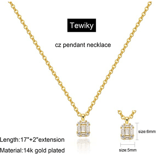 Emerald Cut CZ Pendant Necklace