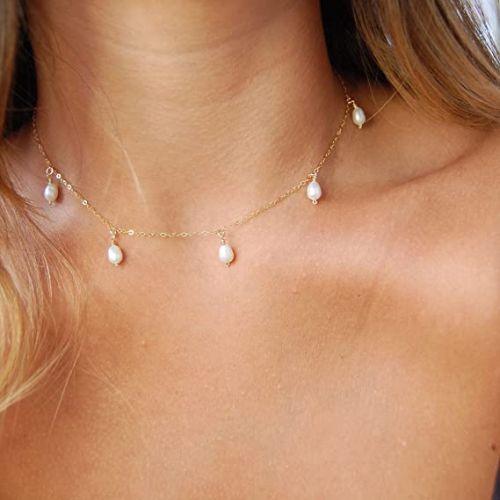 Five 4mm Pearl Choker Necklace