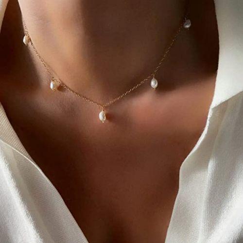 Five 4mm Pearl Choker Necklace