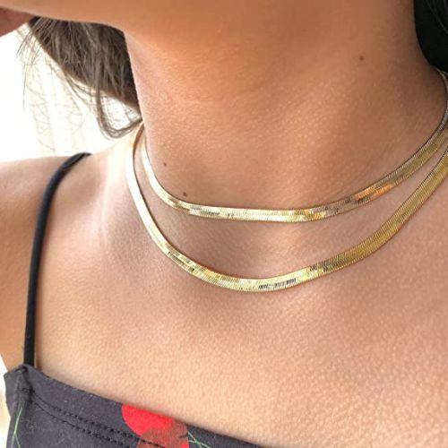 Layered 5mm Flat Snake Necklace