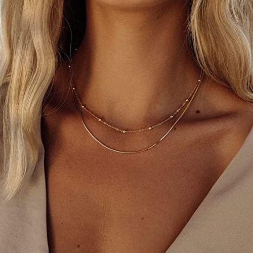 Layered Beaded Chain Necklace
