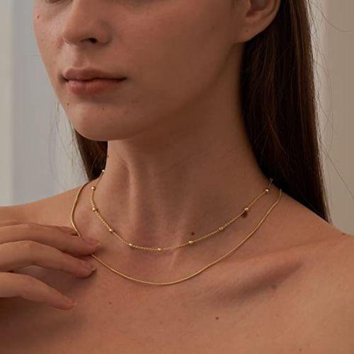 Layered Beaded Chain Necklace