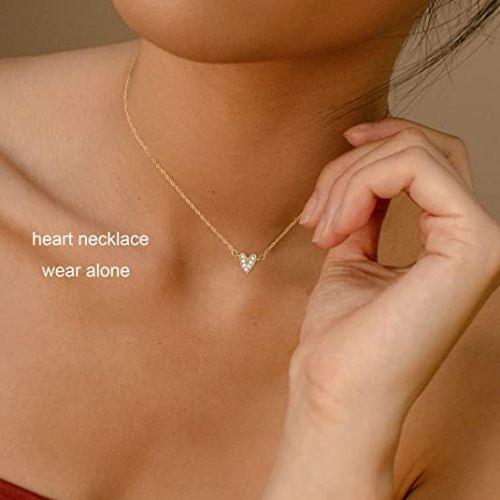 Layered CZ Diamond Heart Necklace