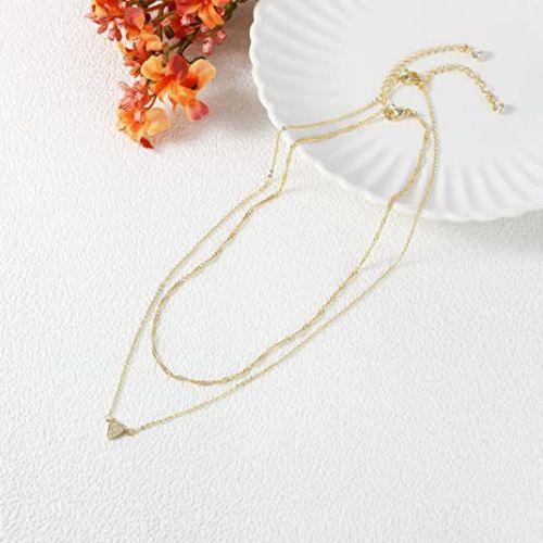 Layered CZ Diamond Heart Necklace