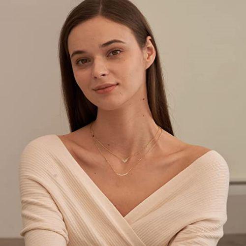 Layered Heart Choker with Curved Bar Necklace