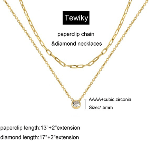 Layered Paperclip Choker with CZ Necklace