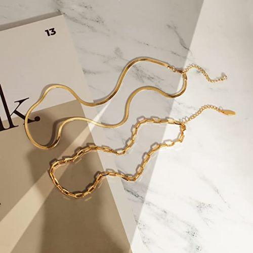 Layered Paperclip Choker with Herringbone Necklace