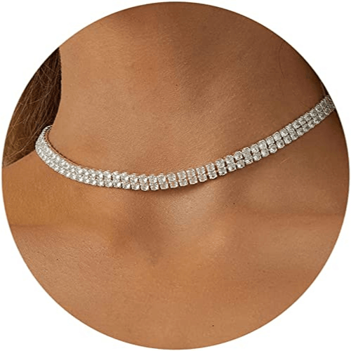 Sparking Rhinestone Double Layer Tennis Necklaces