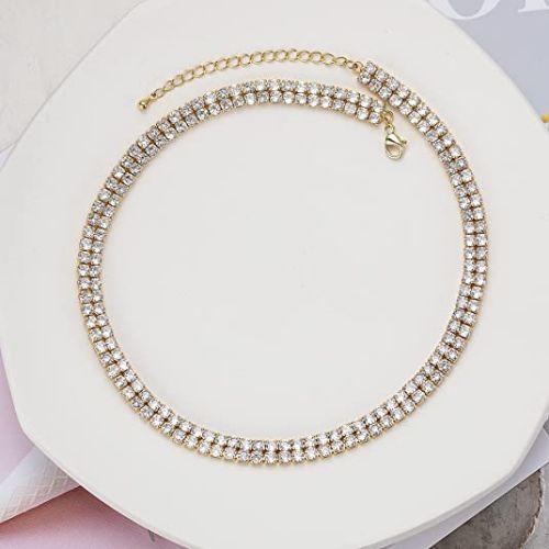 Sparking Rhinestone Double Layer Tennis Necklaces