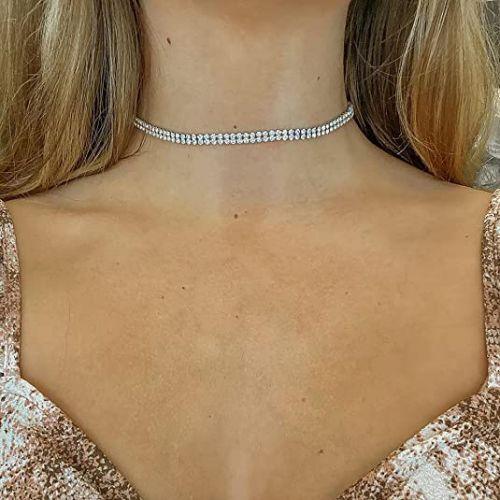 Sparking Rhinestone Double Layer Tennis Necklaces