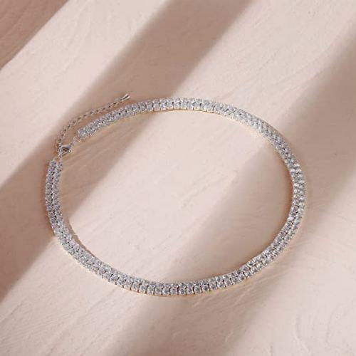Sparking Rhinestone Double Layer Tennis Necklaces