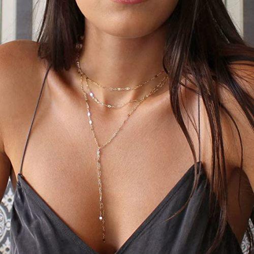 Triple Chain Y Necklace