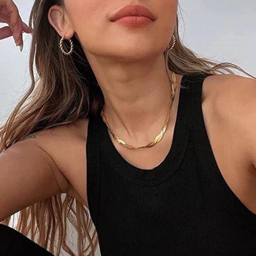 Twist Herringbone Snake Chain Necklace