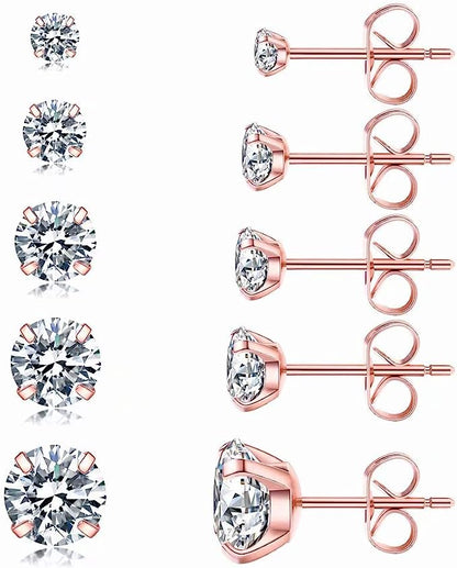 Fae® 316L Stainless Steel Stud Earrings (set of 5 Pairs)