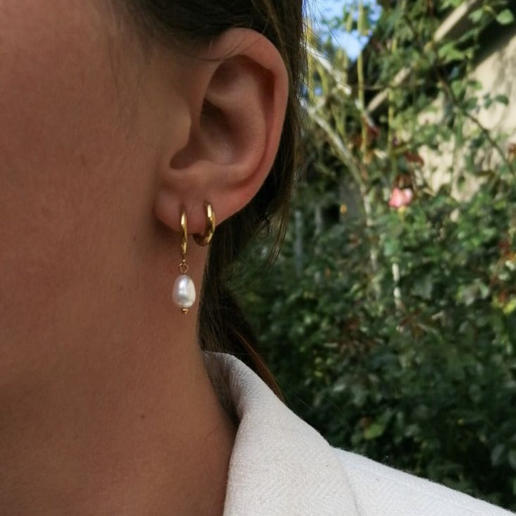 Bethany Pearl Drop Hoop