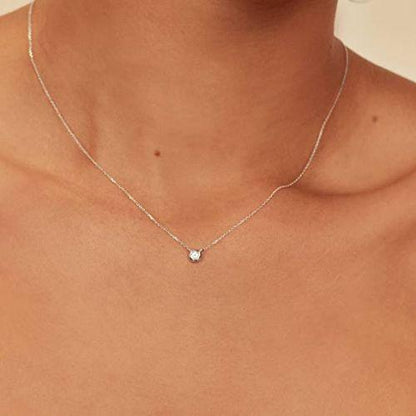 Dainty CZ Diamond Bezel Pendant Necklace