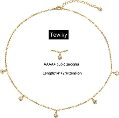 Dainty Cubic Zirconia Chain Necklace