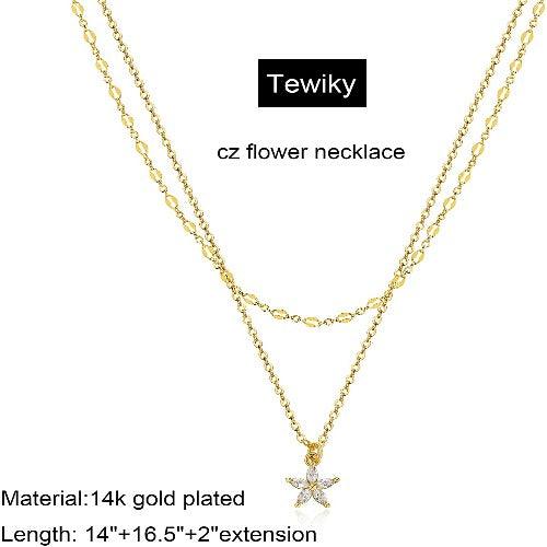 Dainty Layered CZ Flower Necklace
