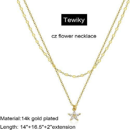Dainty Layered CZ Flower Necklace
