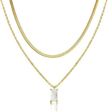 Layered Emerald CZ Pendant Necklace