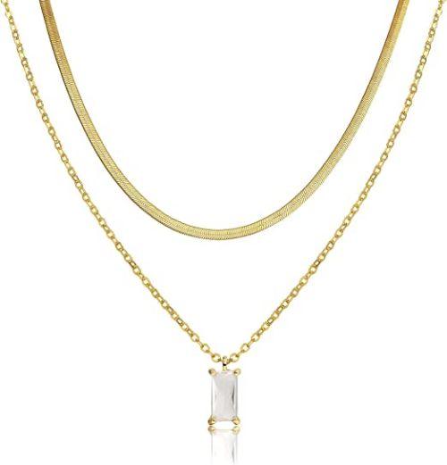 Layered Emerald CZ Pendant Necklace