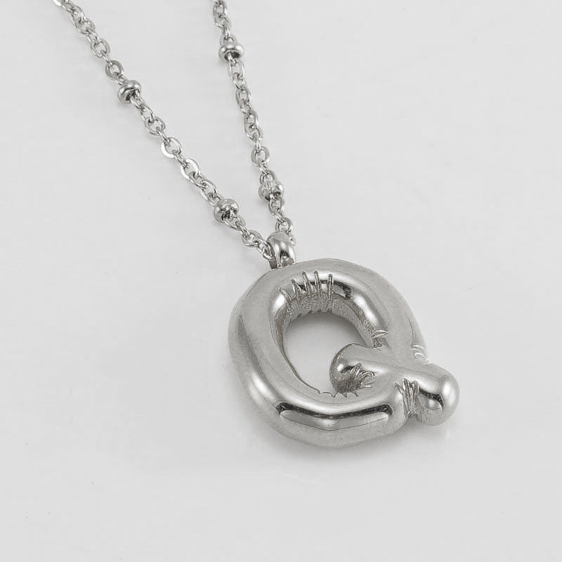 Bubble Letter Initial Necklace