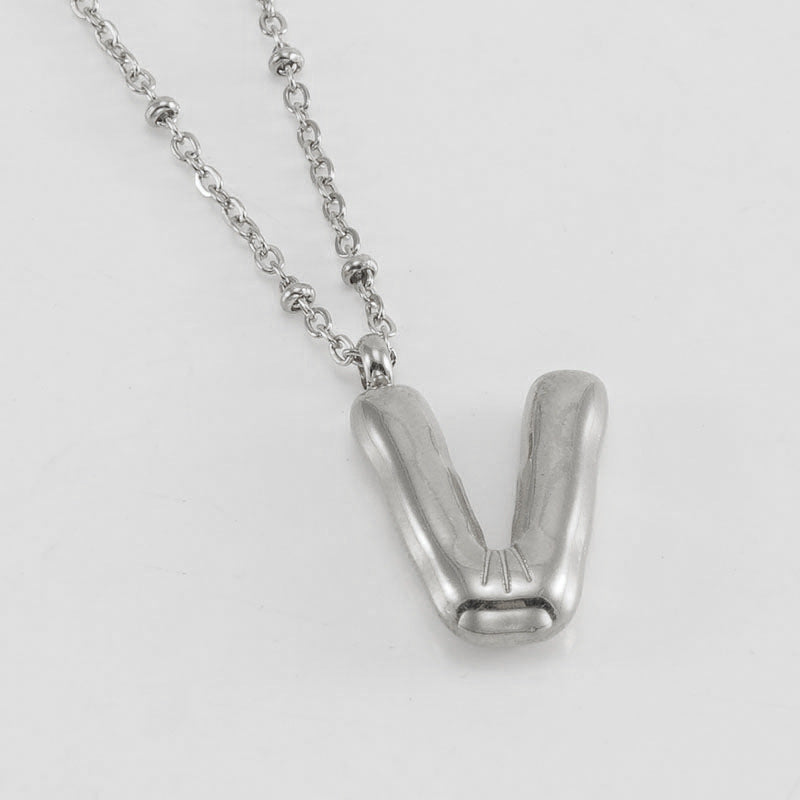 Bubble Letter Initial Necklace