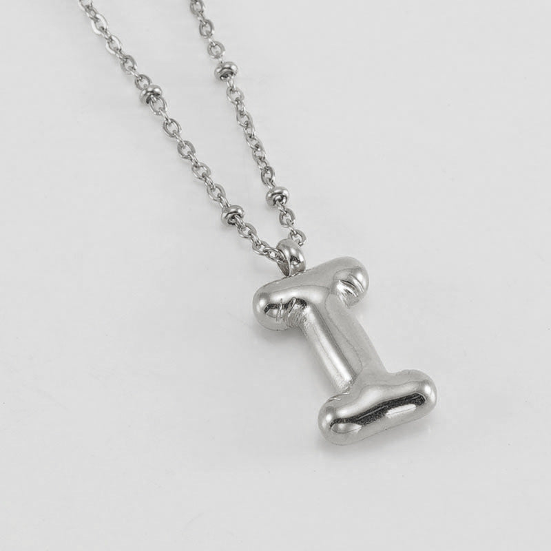 Bubble Letter Initial Necklace