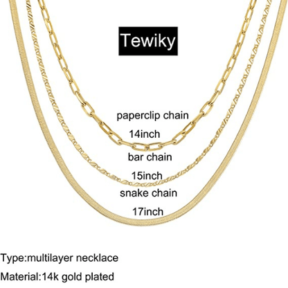 Stackable Paperclip Twisted Snake Chain Necklace