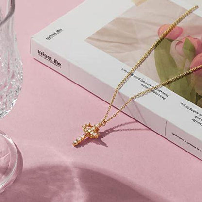Crown with Cross Pendant Necklace