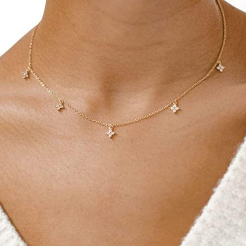 Dainty Cross CZ Choker Necklace
