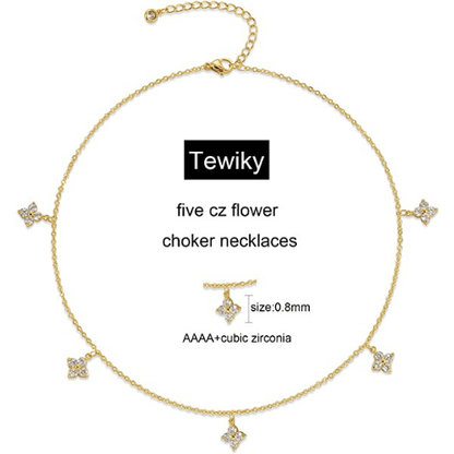 Dainty Cross CZ Choker Necklace