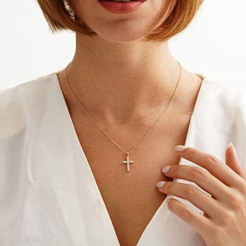 Dainty Cubic Zirconia Cross Necklace