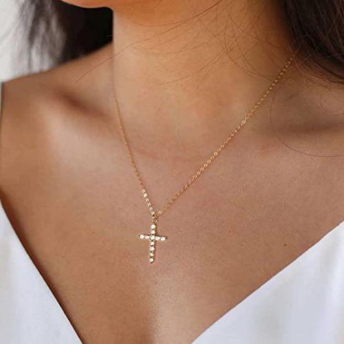 Dainty Cubic Zirconia Cross Necklace